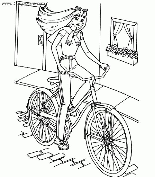 Dibujo De Barbie En Bicicleta Dibujos Para Colorear