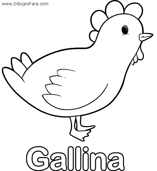 Dibujo de Gallina con nombre | Dibujos de Gallinas para Pintar | Dibujos  para Colorear